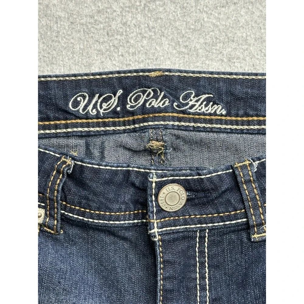 U.S. Polo Assn Shorts Womens 11/12 Blue Denim Jean Bermuda Embroidered Pockets